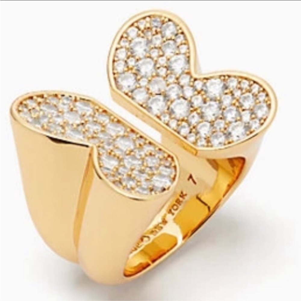 kate spade Gold-tone Diamond Pavé Butterfly Ring size 8.5